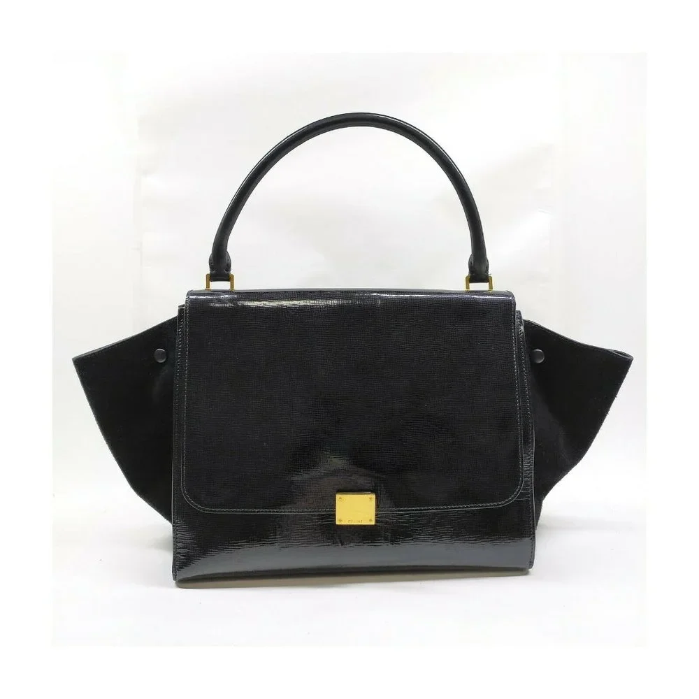 AUTHENTIC CELINE Hand Bag Black Enamel - Picture 2 of 11